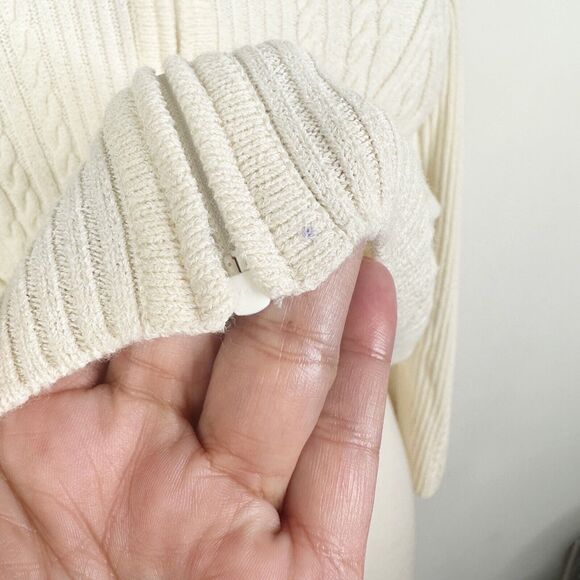 St. John Collection Size 6 Off White Ivory Ribbed Knit Zip Front Jacket Sweater - Picture 9 of 11